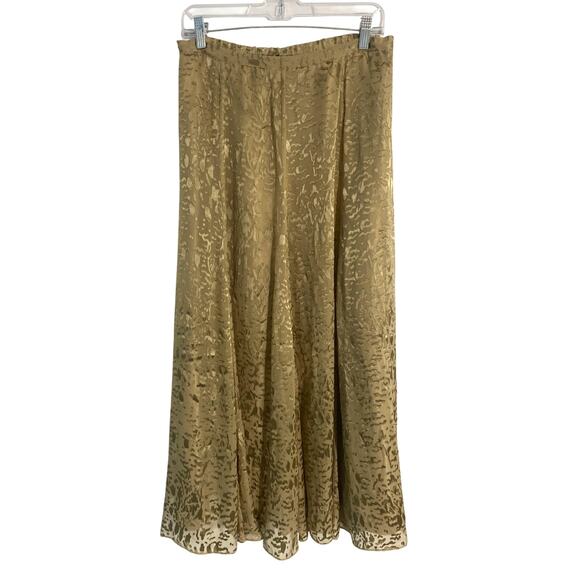 Soft Surrounding maxi skirt women’s M gold velvet burnout leopard silk blend - Picture 1 of 4